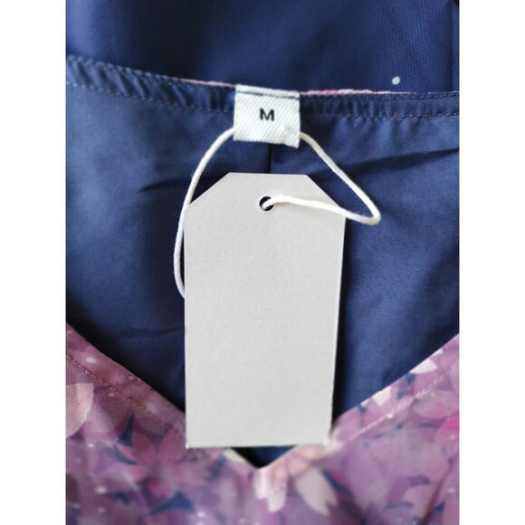 Floral Chiffon V-Neck Dress With Short Sleeves & Zipper Closure - Medium - Picture 2 of 7